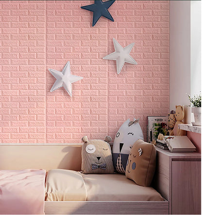 10Pcs 3D Faux Brick Wall Stickers - Waterproof Home Decor