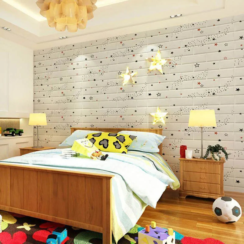 10Pcs 3D Faux Brick Wall Stickers - Waterproof Home Decor