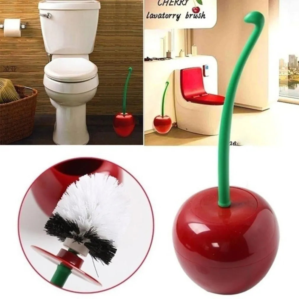 Cherry-Shaped Toilet Bowl Brush with Holder