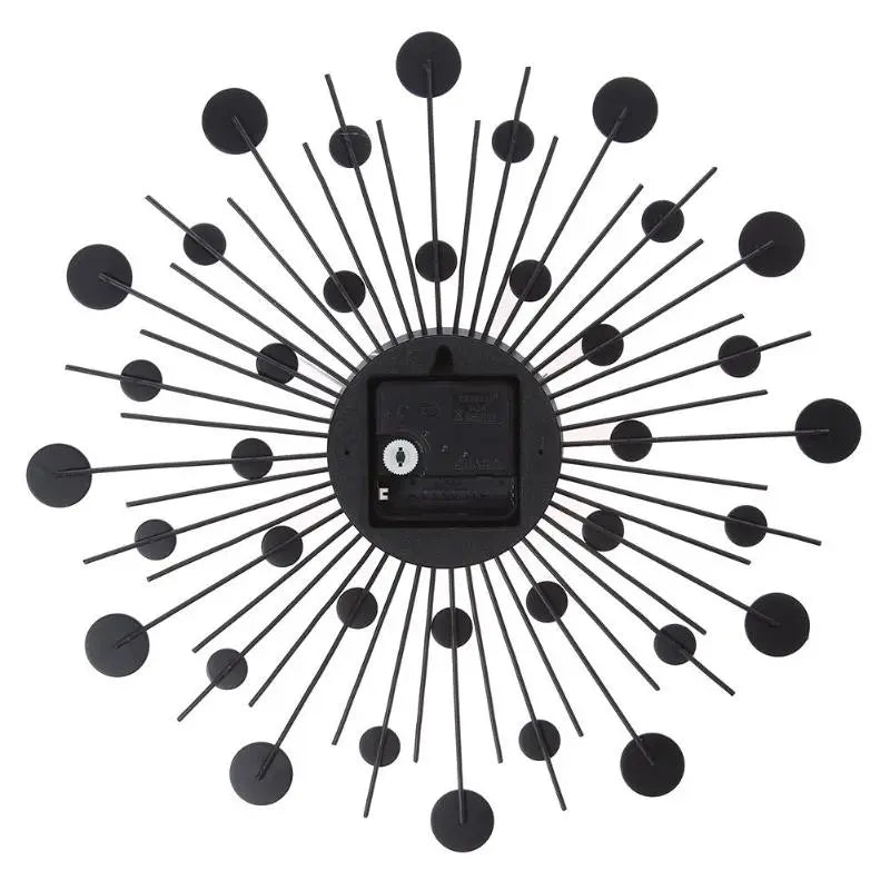 Large Silver Sunburst Wall Clock with Crystal Beads