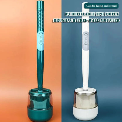 Long-Handle Soap Dispensing Toilet Brush with Holder