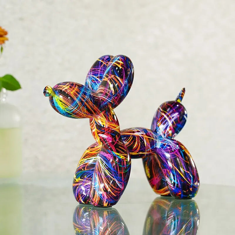 Colorful Resin Balloon Dog Figurine - Decorative Art Piece