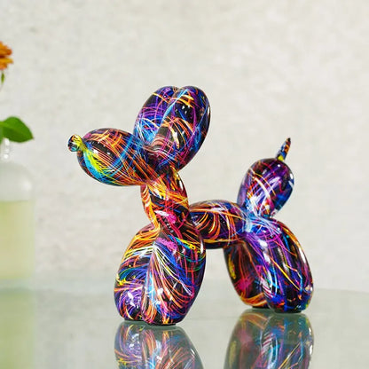 Colorful Resin Balloon Dog Figurine - Decorative Art Piece