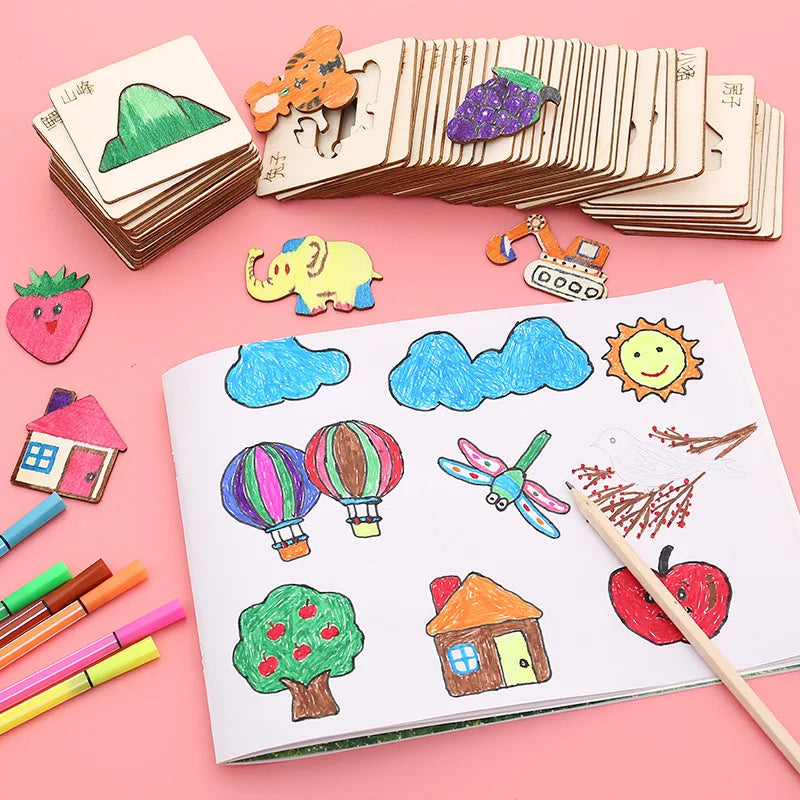 Wooden Drawing Stencils Kit for Kids