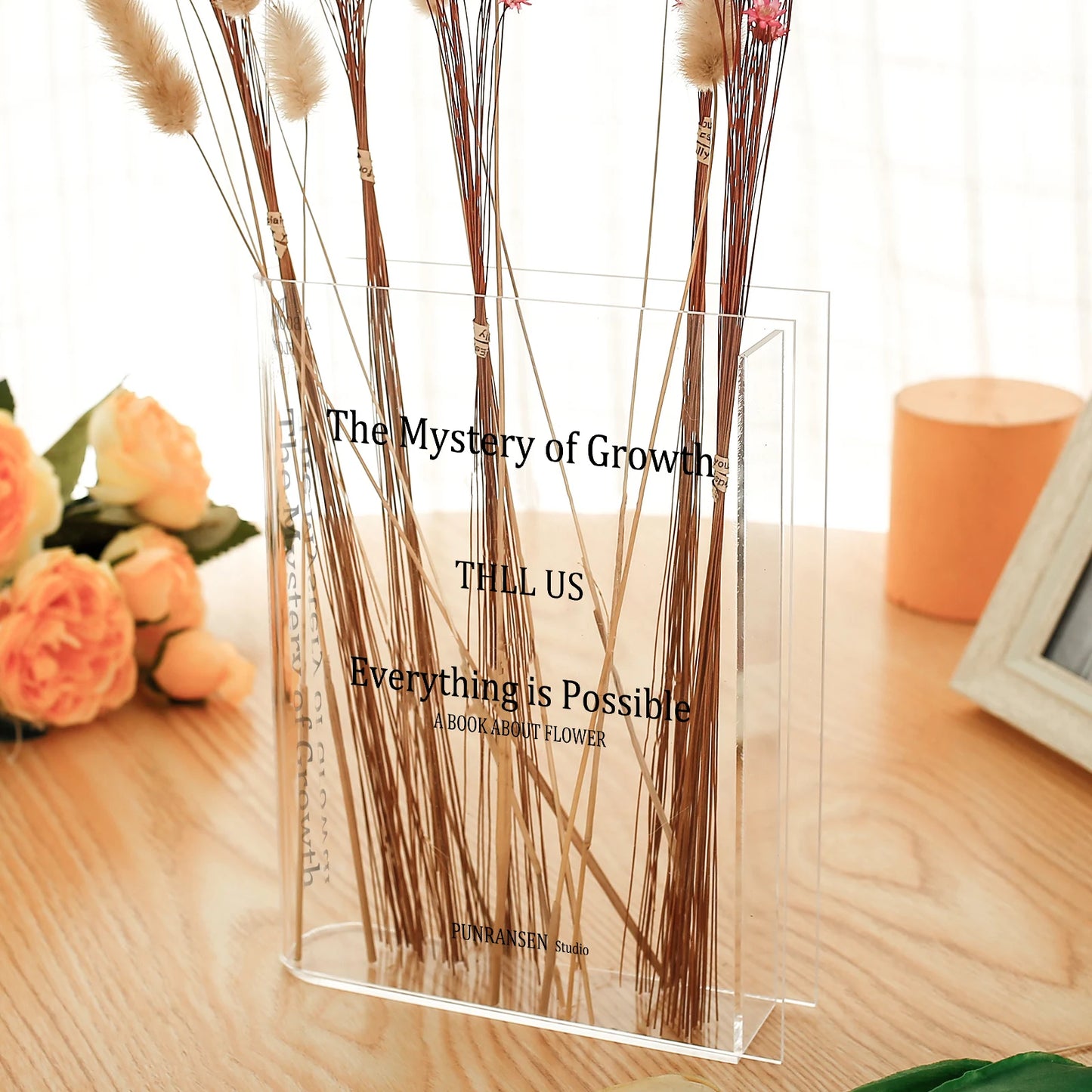 Transparent Acrylic Book Vase - Elegant Home Decor