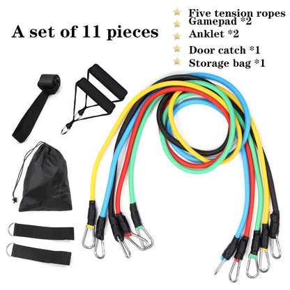 11-Piece Resistance Bands Set for Muscle Training