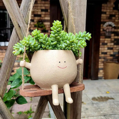 Succulent Swing Face Planter Pot - Wall Hanging Decor