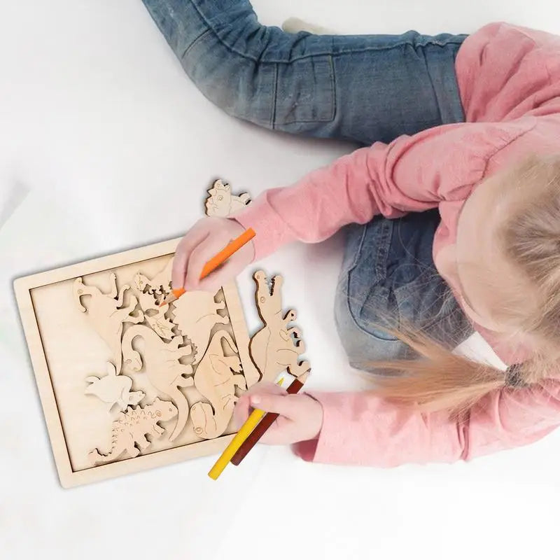 Animal Creatures Coloring Wooden Puzzles for Kids