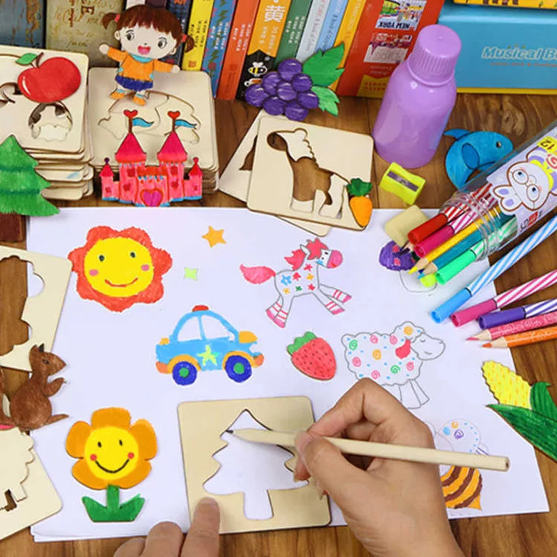 Wooden Drawing Stencils Kit for Kids