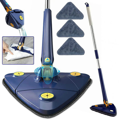 360° Triangle Mop with Extended Handle and Replacement Pads