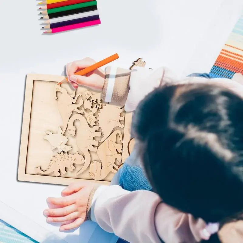 Animal Creatures Coloring Wooden Puzzles for Kids