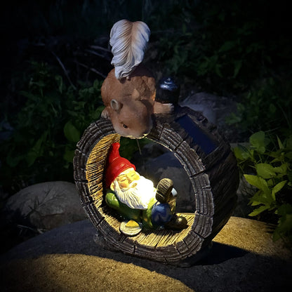 Solar Squirrel Elf Garden Statue Lamp