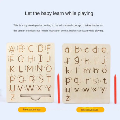 Double-Sided Wooden Alphabet Tracing Board for Toddlers