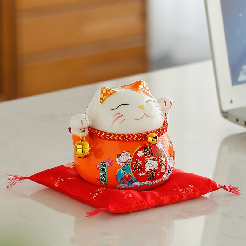 4.5 Inch Ceramic Maneki Neko Lucky Cat - Home Decor