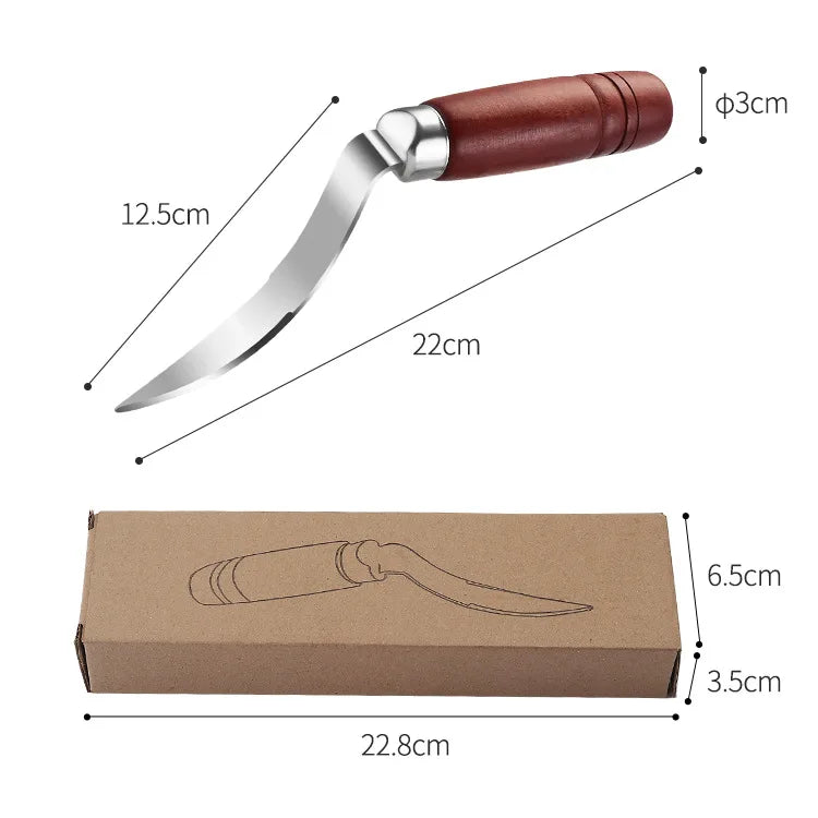Double-Ended Stainless Coconut Opener with Wooden Handle