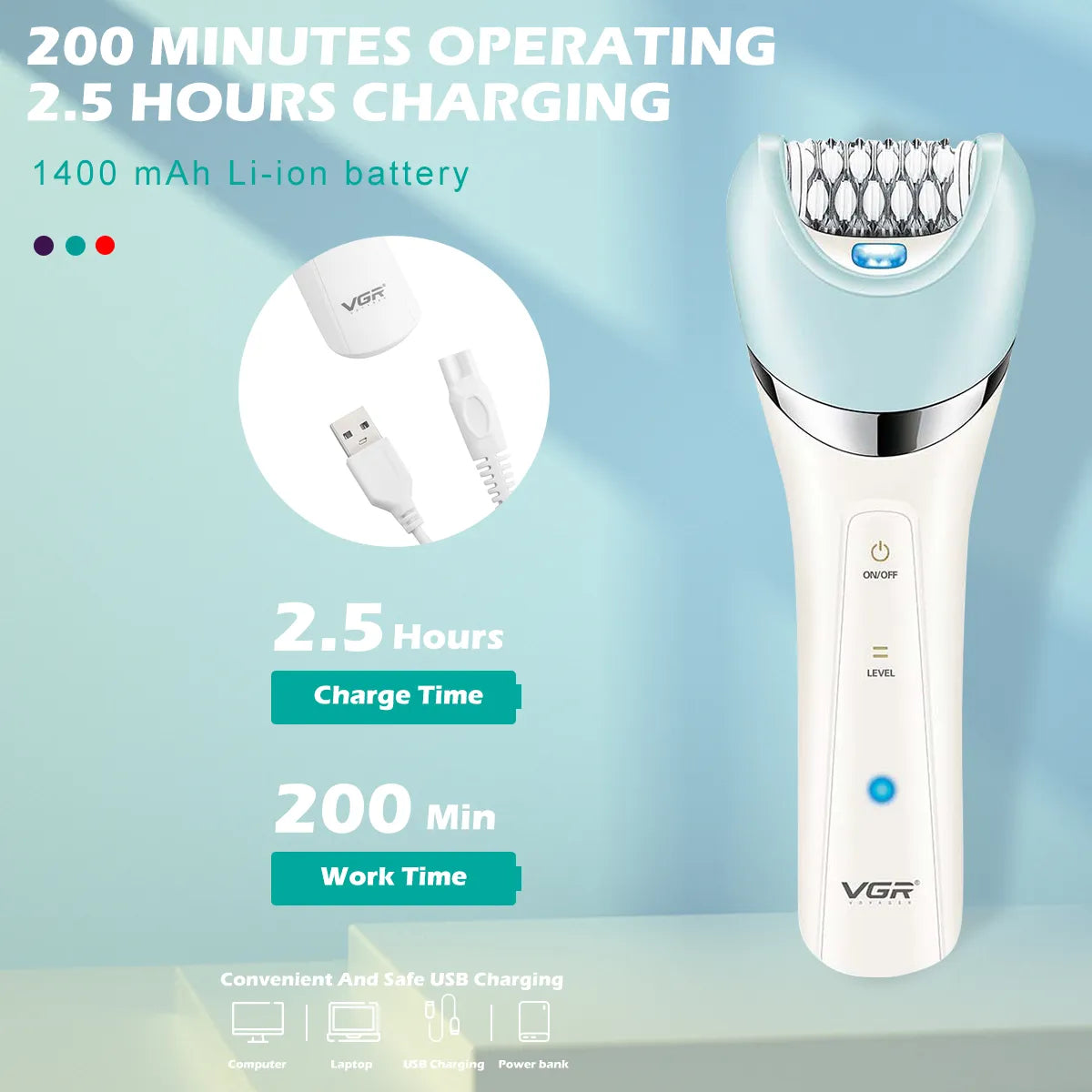 VGR Rechargeable Epilator for Women