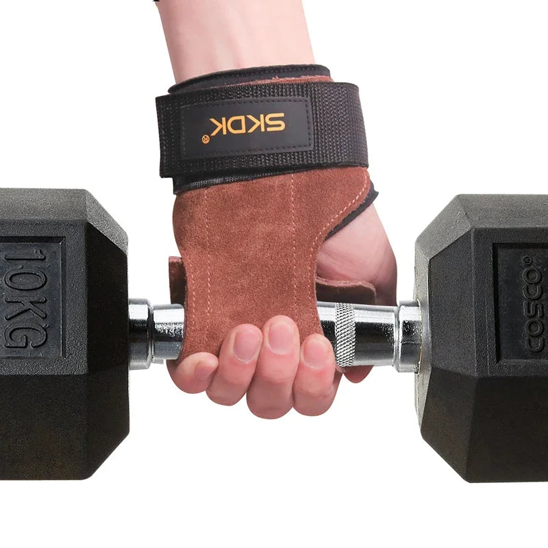Anti-Skid Cowhide Gym Gloves with Palm Protection