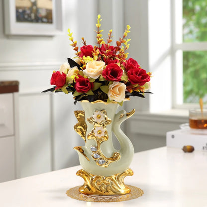 Light Luxury Gold Glass Vase for Modern Living Room"