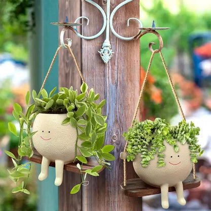 Succulent Swing Face Planter Pot - Wall Hanging Decor
