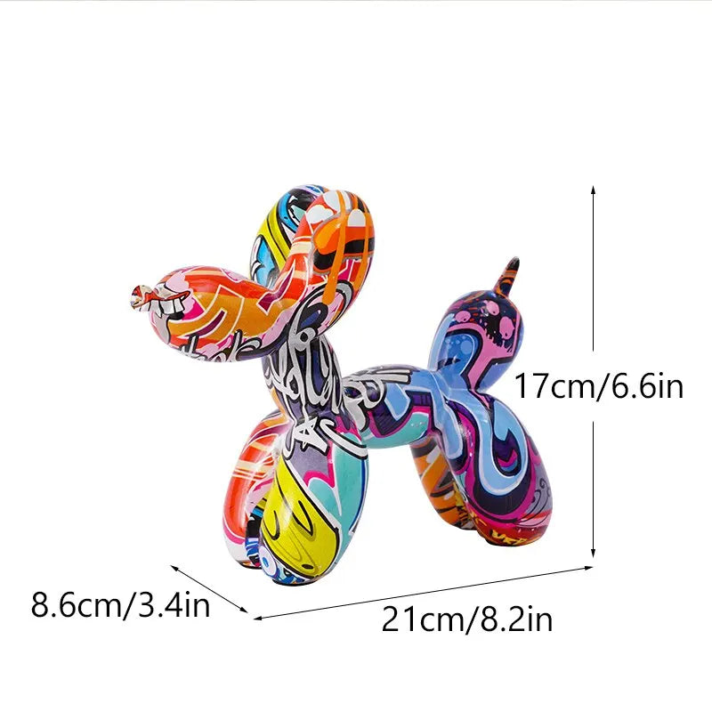 Colorful Resin Balloon Dog Figurine - Decorative Art Piece