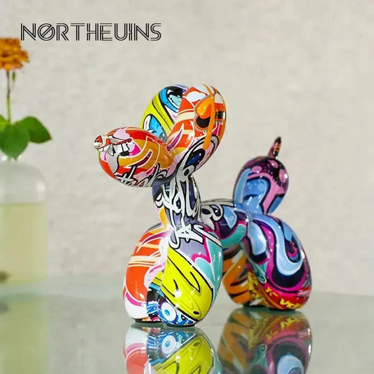 Colorful Resin Balloon Dog Figurine - Decorative Art Piece