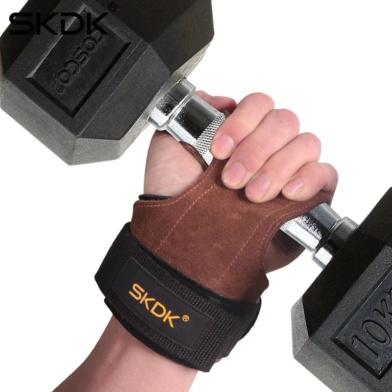 Anti-Skid Cowhide Gym Gloves with Palm Protection