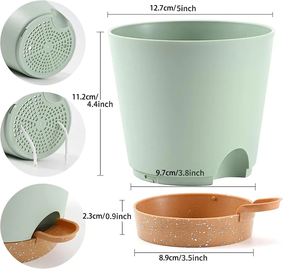 5-Pack 5-Inch Self-Watering Indoor Plant Pots