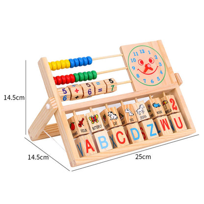 Preschool Wooden Abacus: Counting, Alphabet, Clock Toy