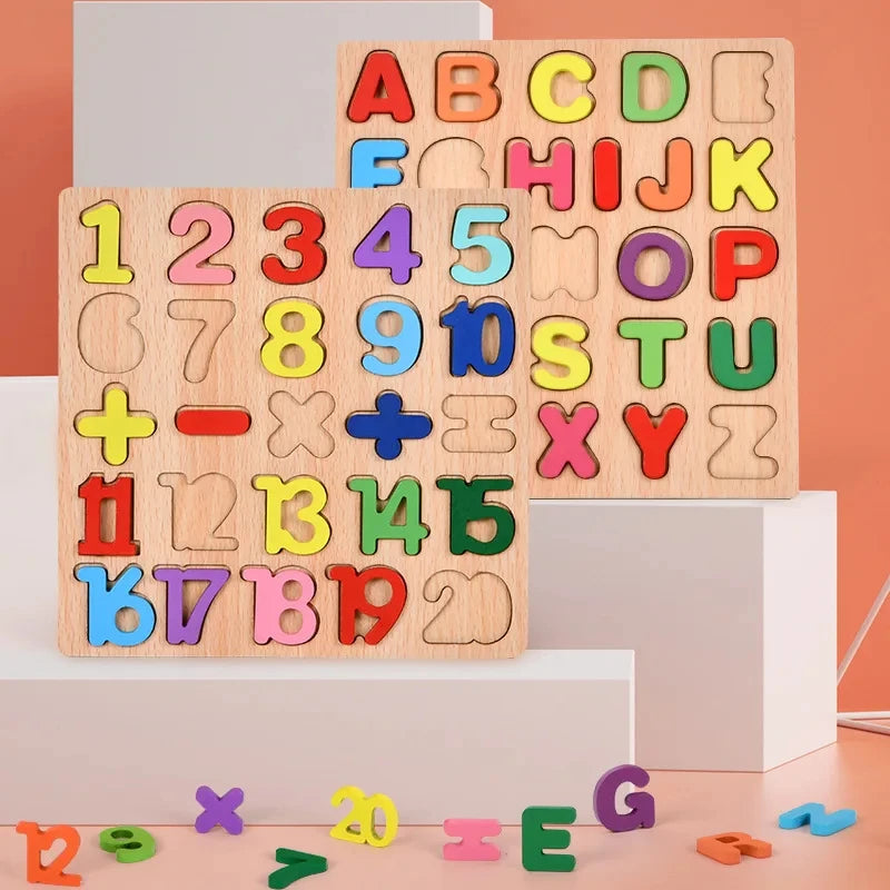 Montessori Wooden Educational Toy: Alphabet, Numbers, Shapes