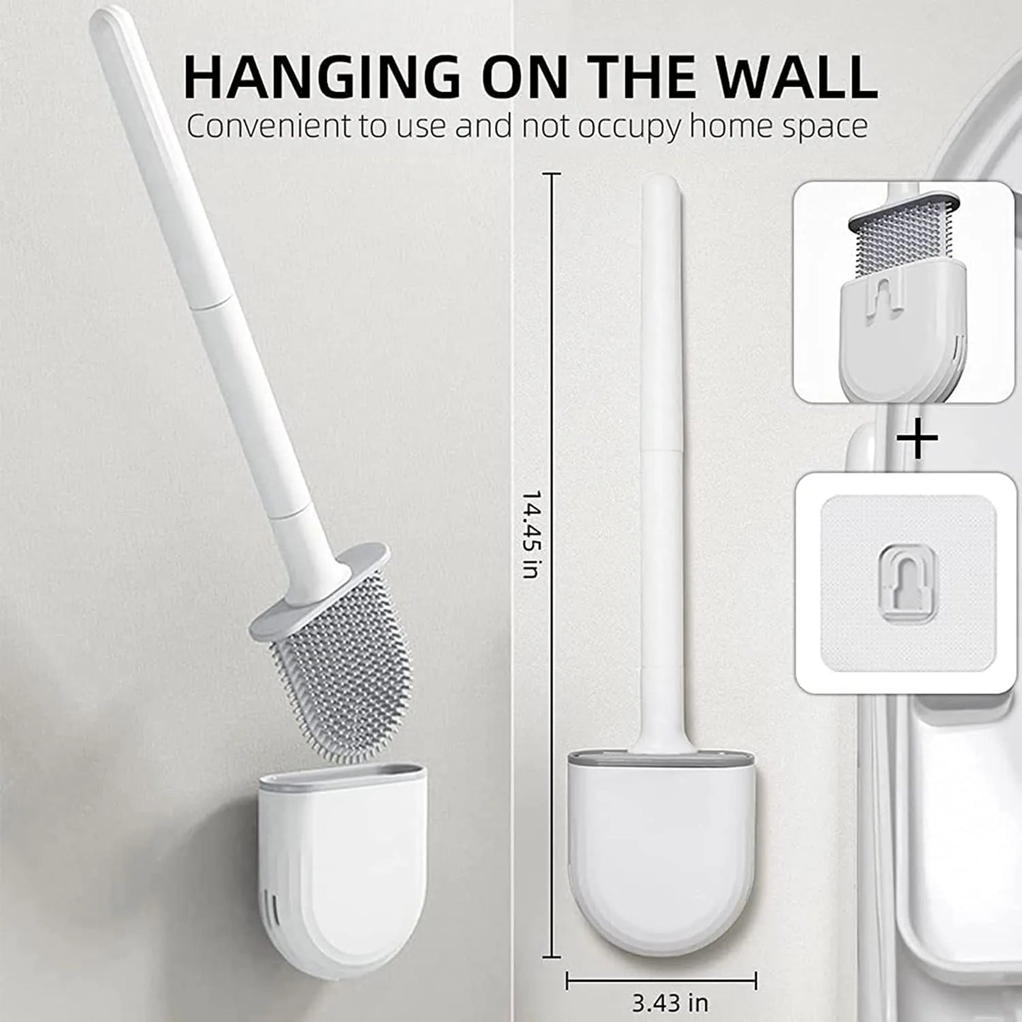 Wall-Mounted Silicone Toilet Brush Set