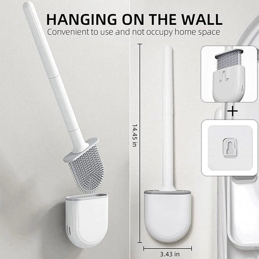 Wall-Mounted Silicone Toilet Brush Set