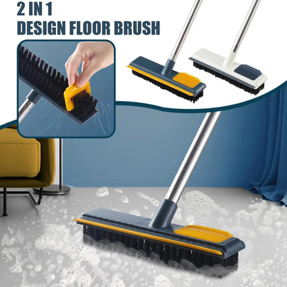 2-in-1 Floor Scrub Brush with Adjustable Long Handle