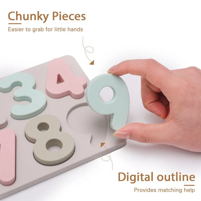 Montessori 3D Silicone Number Puzzle Blocks for Kids