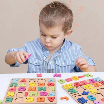 Montessori Wooden Educational Toy: Alphabet, Numbers, Shapes