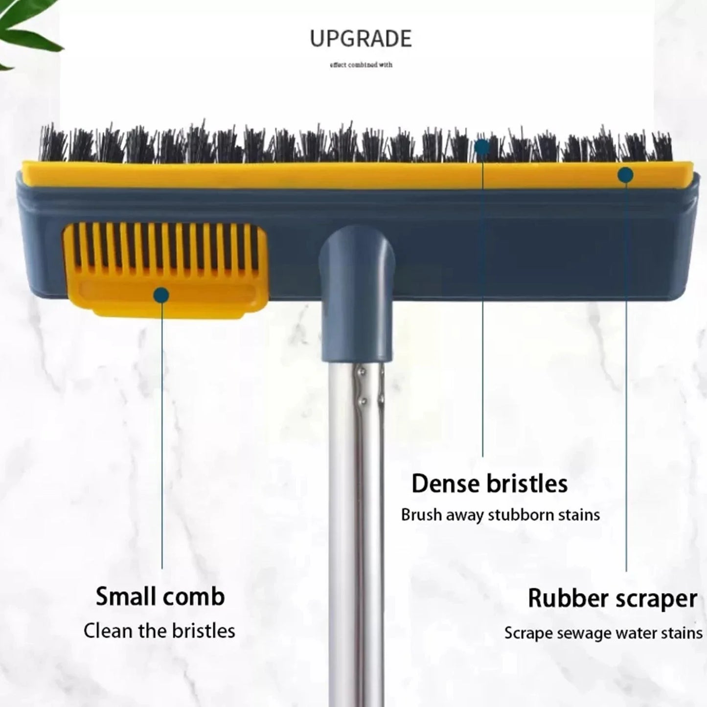 2-in-1 Floor Scrub Brush with Adjustable Long Handle