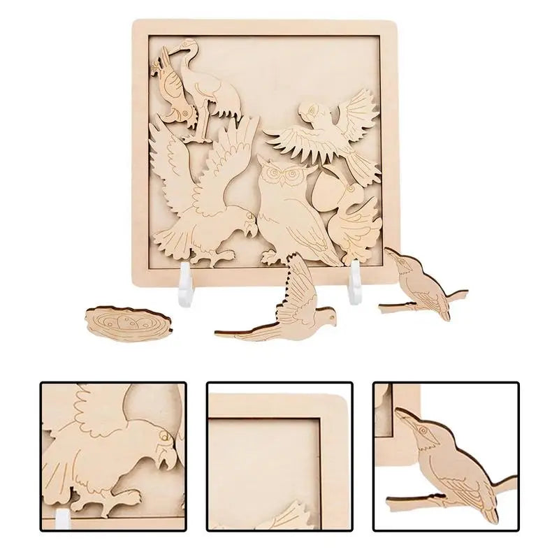 Animal Creatures Coloring Wooden Puzzles for Kids