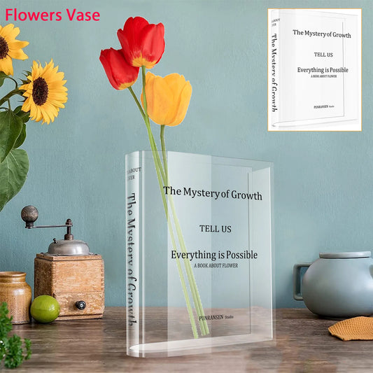 Transparent Acrylic Book Vase - Elegant Home Decor