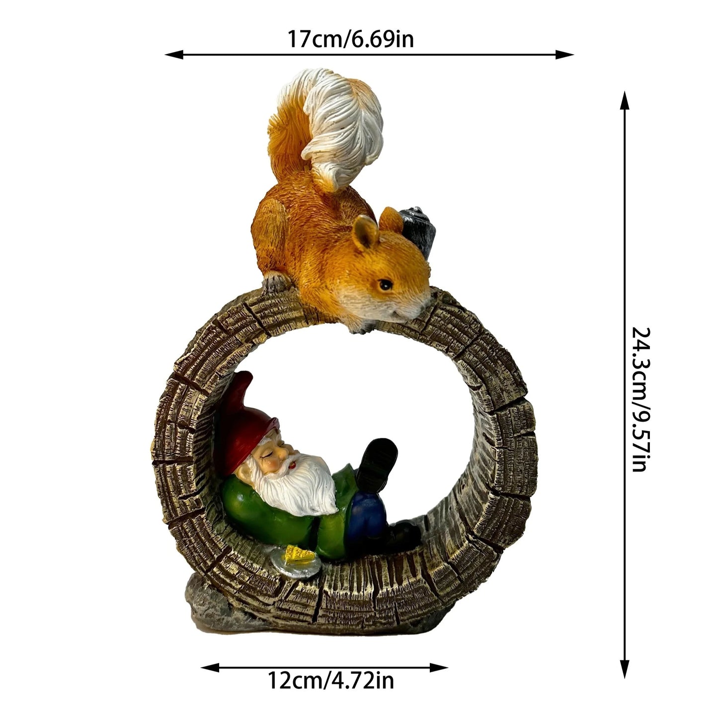 Solar Squirrel Elf Garden Statue Lamp