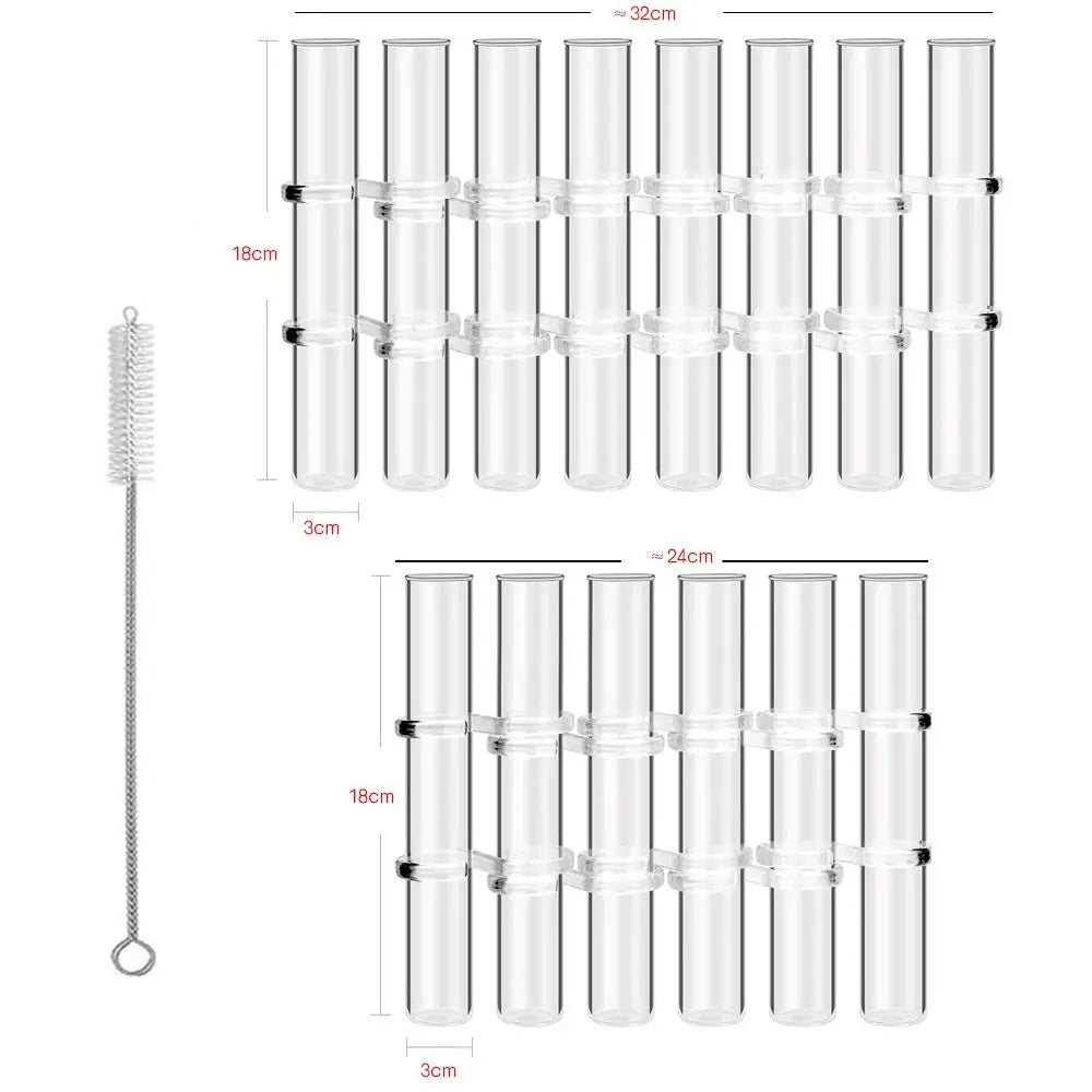 Hinged Glass Test Tube Flower Vase Set for Home Decor