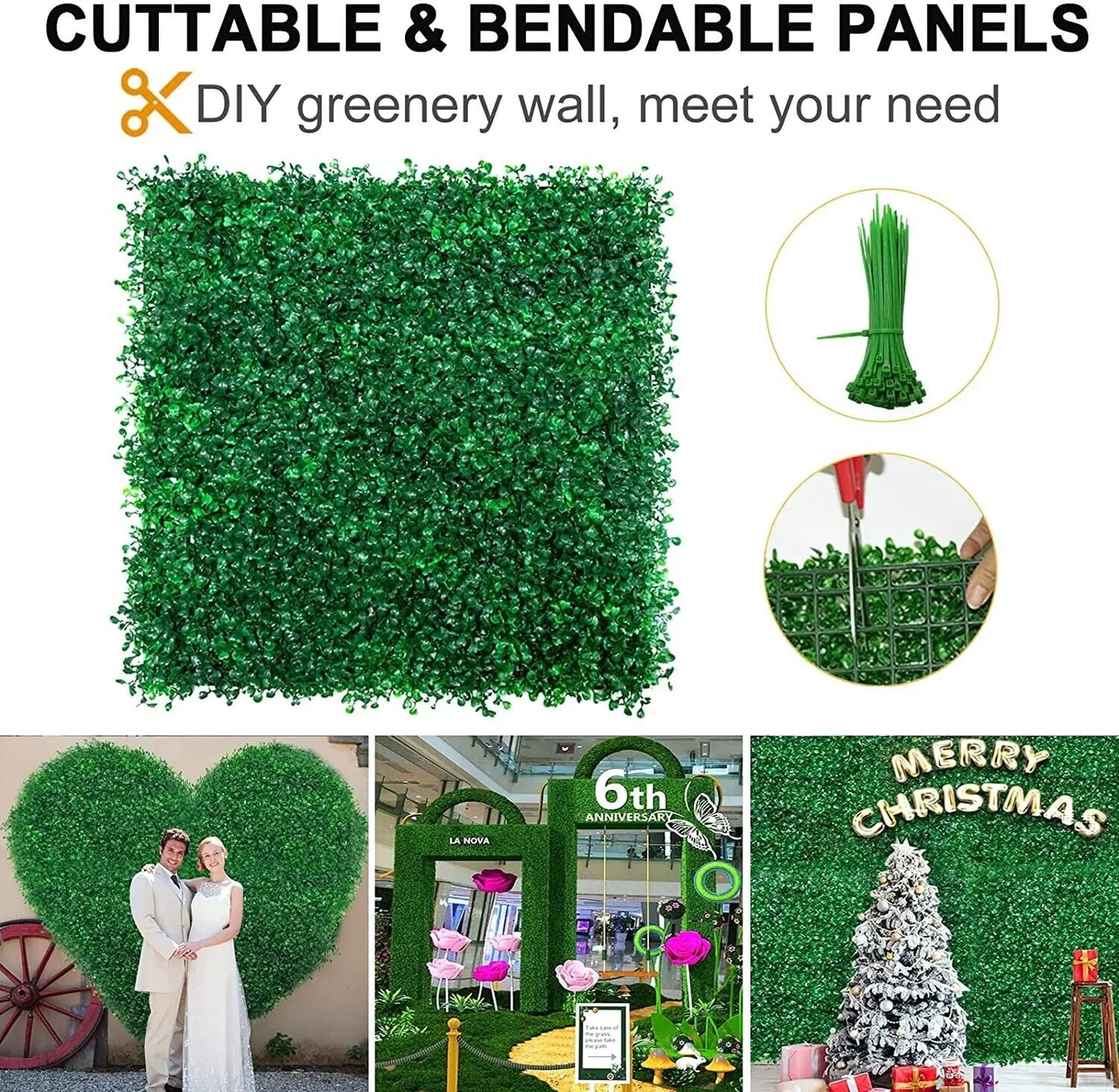 Artificial Boxwood Hedge Panels for Wall Decor"