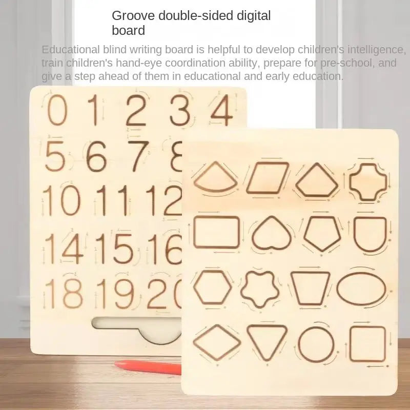 Double-Sided Wooden Alphabet Tracing Board for Toddlers