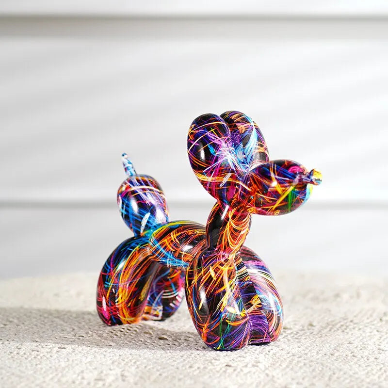 Colorful Resin Balloon Dog Figurine - Decorative Art Piece