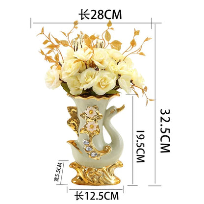 Light Luxury Gold Glass Vase for Modern Living Room"