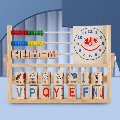 Preschool Wooden Abacus: Counting, Alphabet, Clock Toy